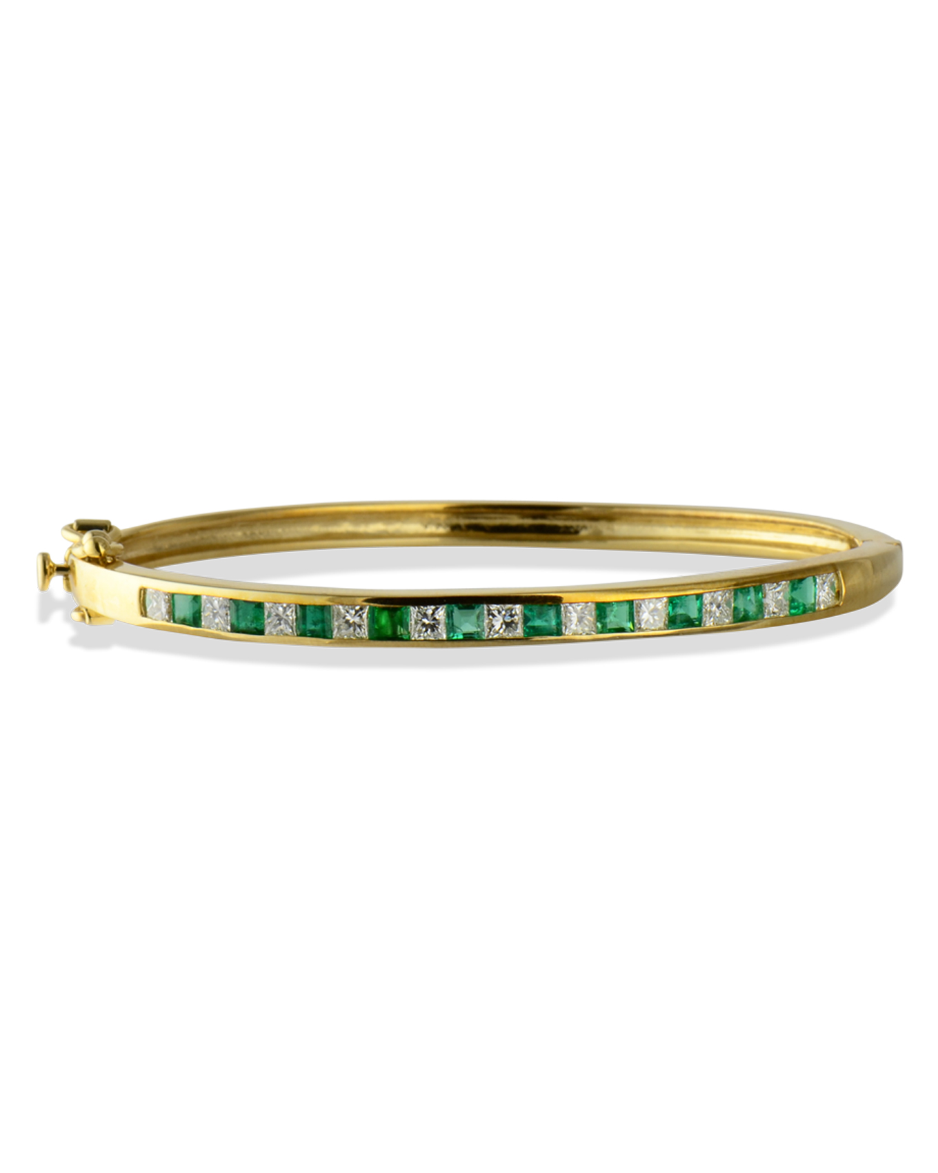Emerald and diamond hinged bangle bracelet - Turgeon Raine