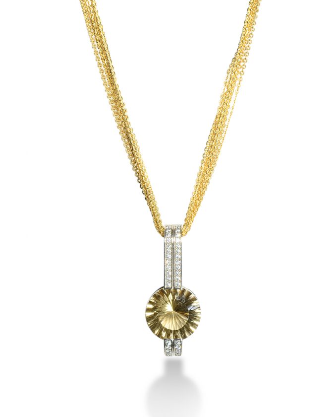 PNC6K00810-CHG1601599 Lemon-Lime Citrine and diamond pendant
