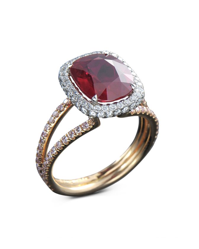 RCDRU00679 Burma Ruby and diamond ring