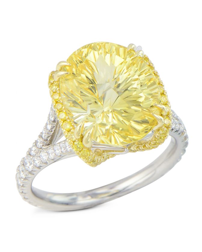 RCDSA02222-4 Sunburst cut yellow sapphire ring