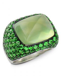 Prehnite and Tsavorite garnet ring