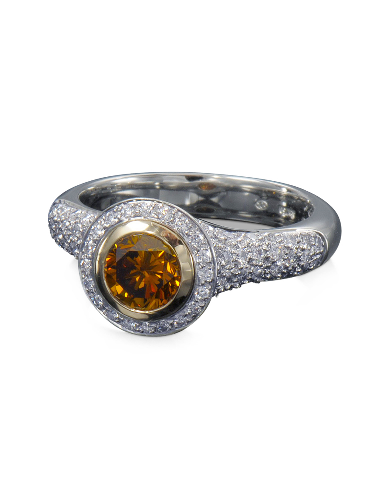 Orange Diamond Halo Engagement Ring Turgeon Raine