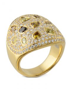 Mixed color and white diamond ring
