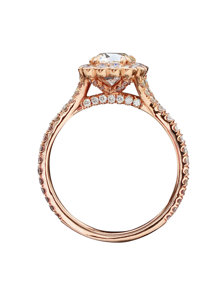 Rose Gold Cushion Cut Diamond Halo Engagement Ring - Turgeon Raine