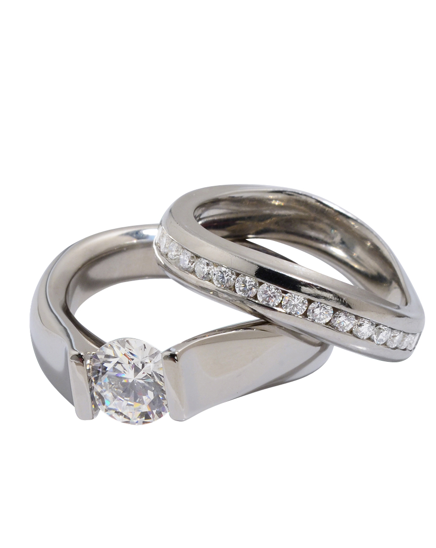 Steven Kretchmer Tension Set Diamond Ring And Matching Wedding Band Rtn2c00604 1