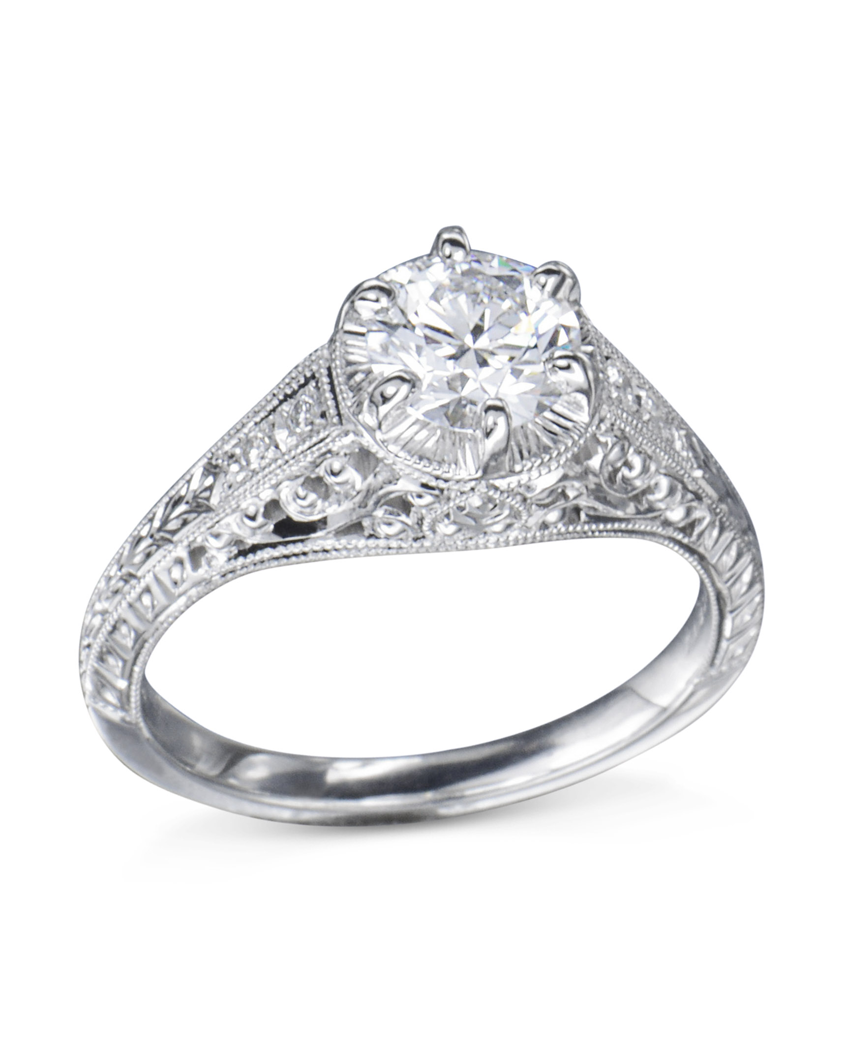 Vintage Inspired Platinum Engagement Ring Turgeon Raine