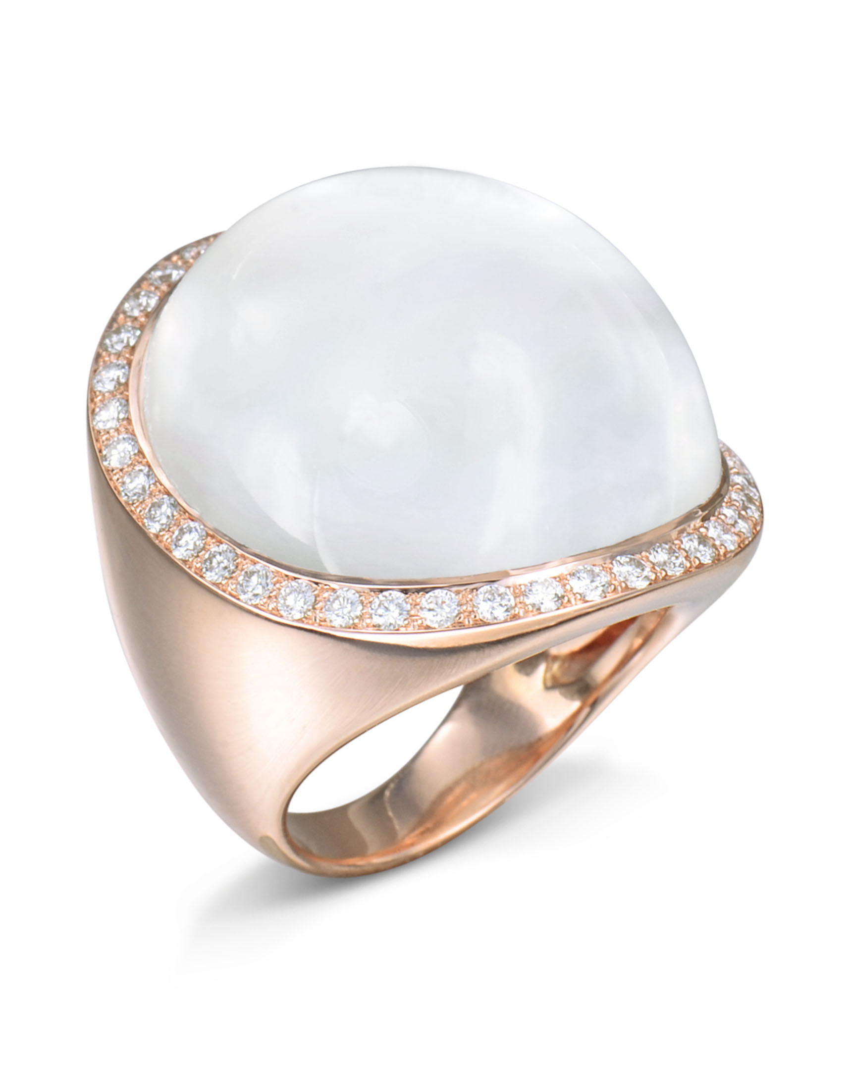 Cabochon White Quartz and Diamond Ring Turgeon Raine