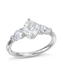 engagement ring diamond cut cushion pave stone three