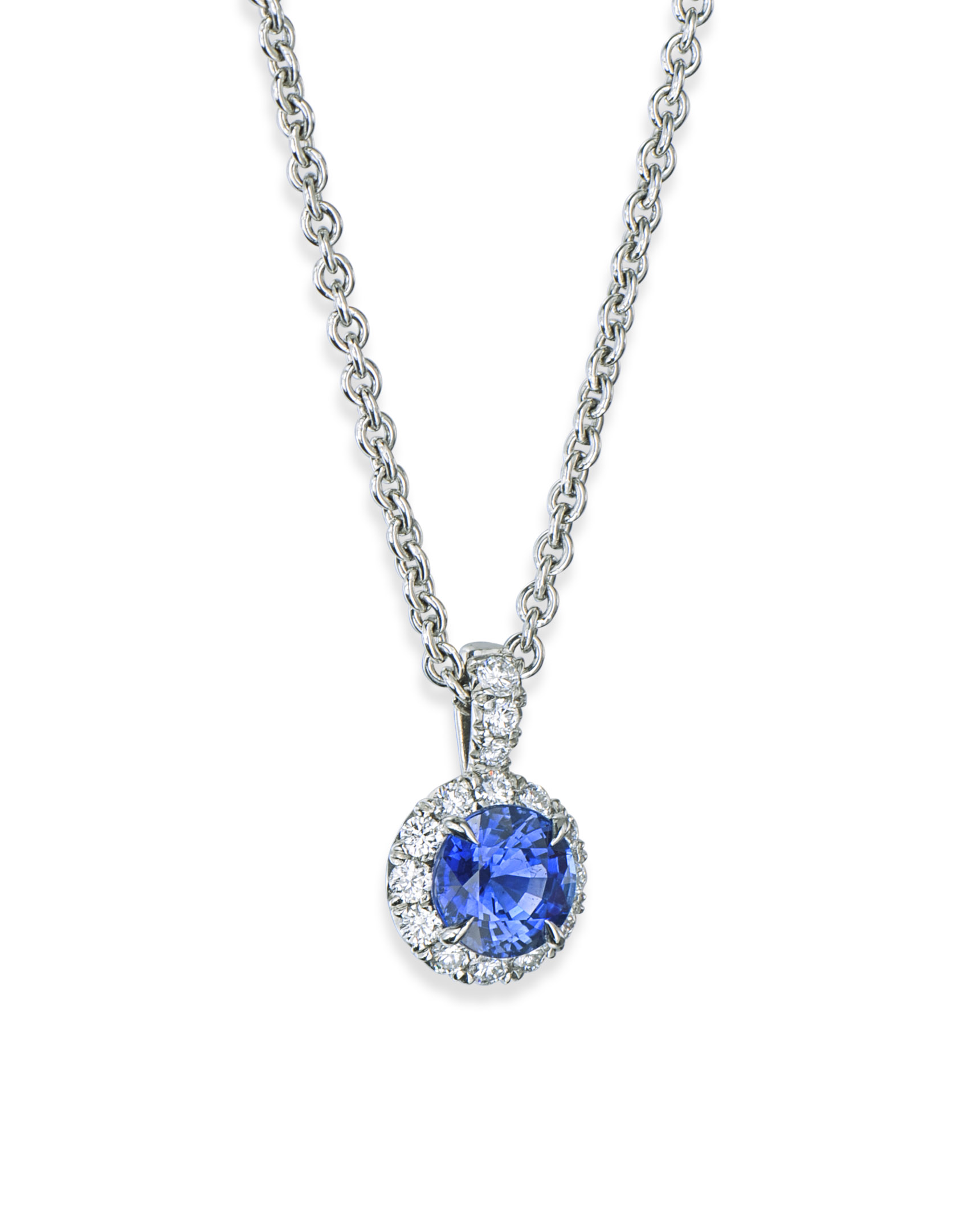 Round Sapphire And Diamond Pendant Turgeon Raine Round Sapphire And Diamond Pendant