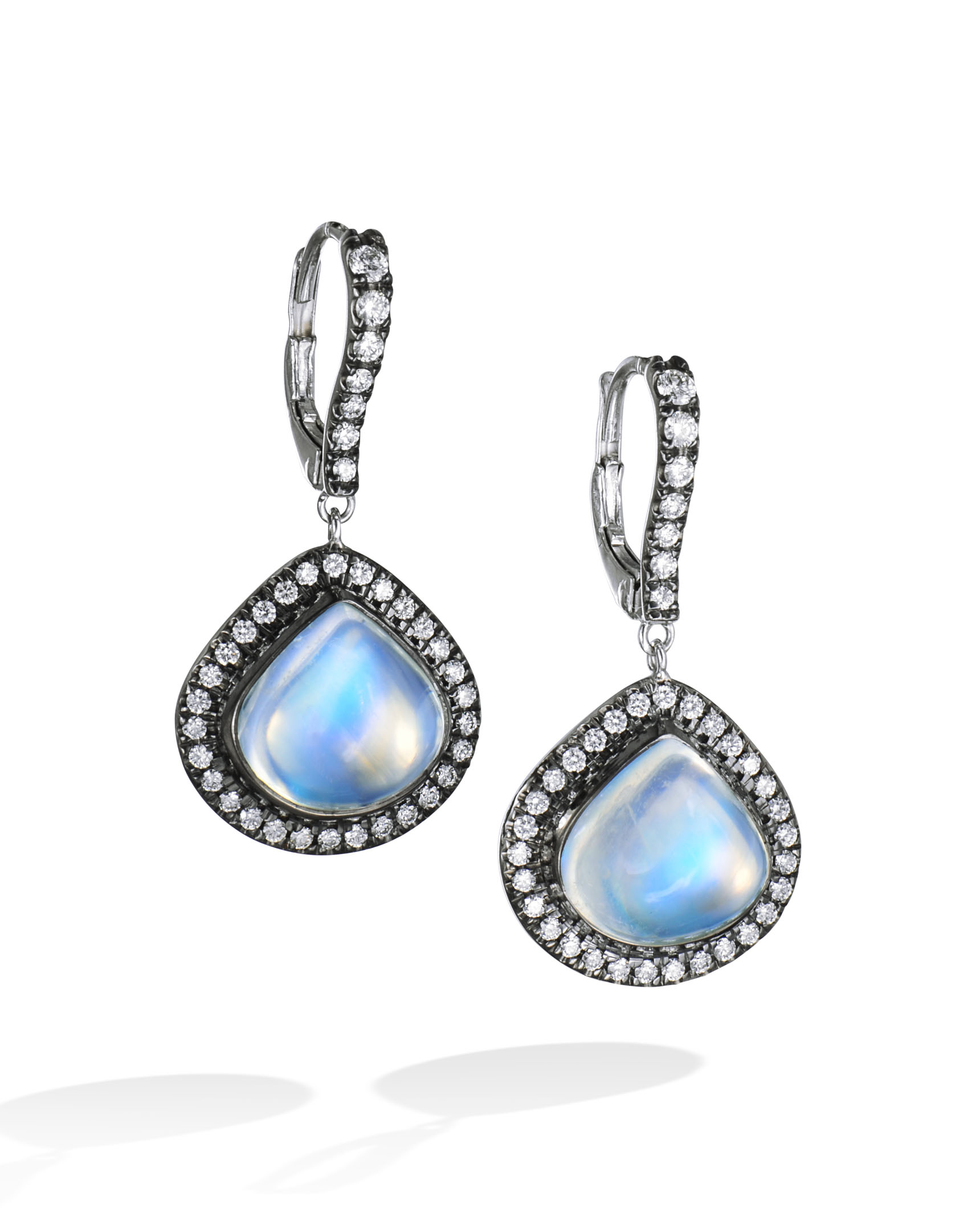 Royal Blue Moonstone and Diamond Earrings - Turgeon Raine